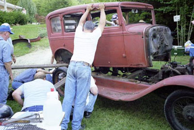 Body being lifted.